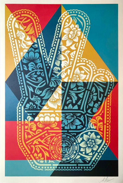 Obay_-_Peace_Fingers_61_5x91_5_litografia_2025-galleria quadrifoglio rho