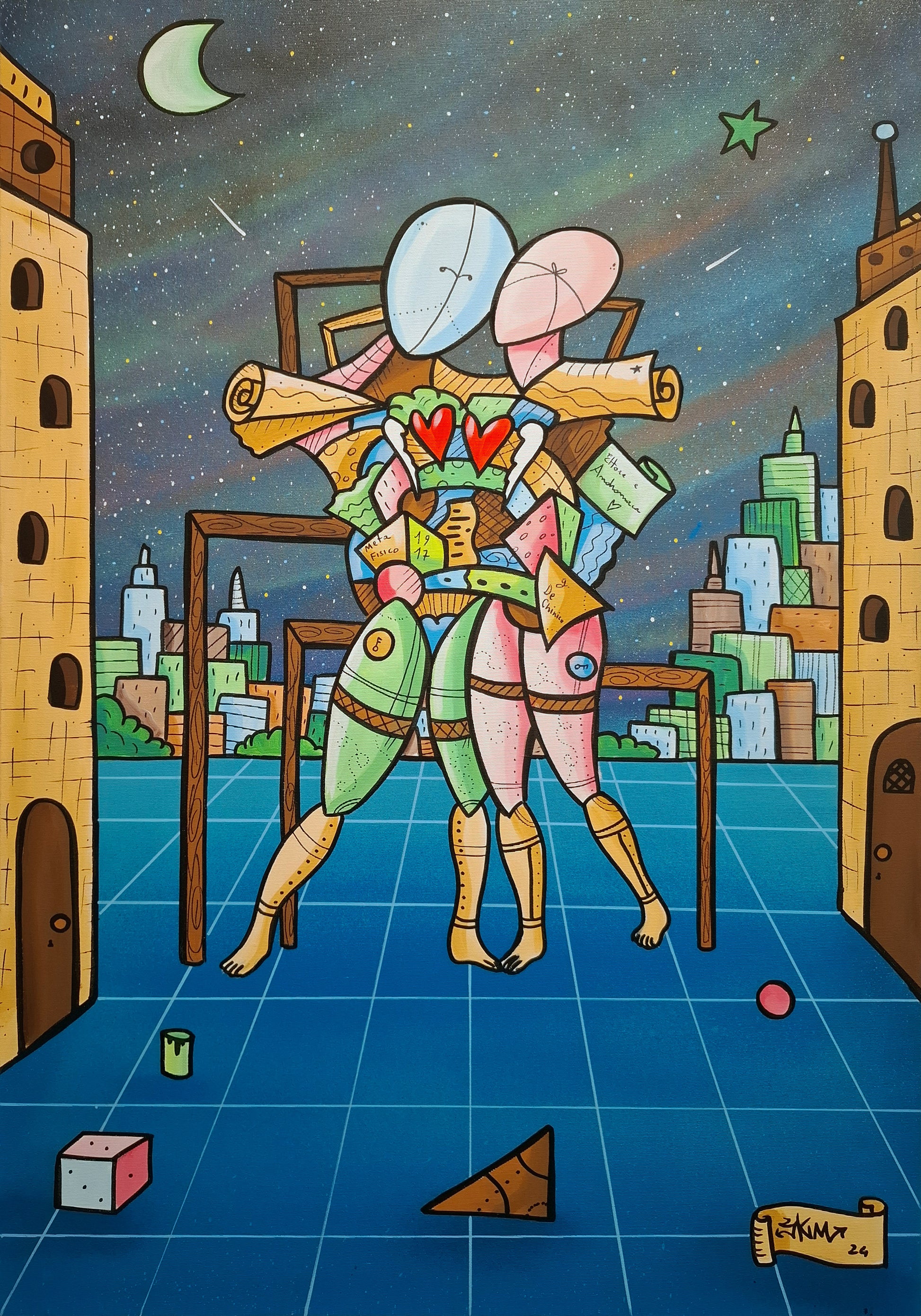 Skim - opere pop art street art - ettore e andromaca omaggio a de chirico